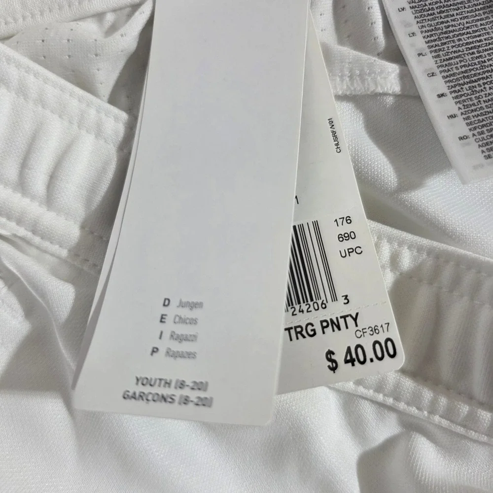 Adidas Climacool Youth XL Training Pants White Black Stripes NWT